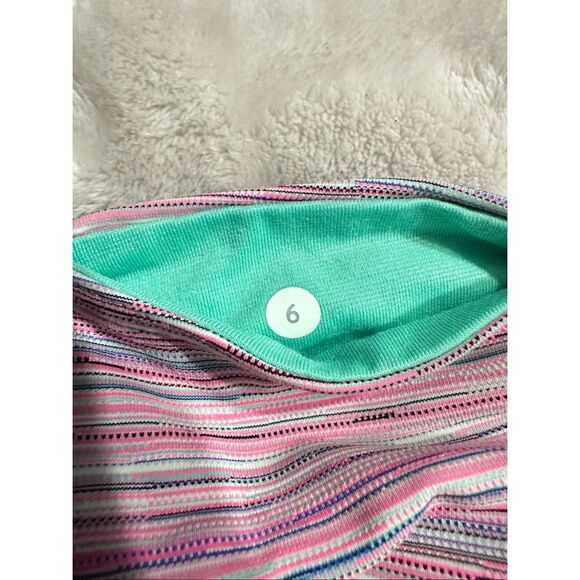Lululemon 6 Wunder Under Crop III *Luxtreme Cyber Stripe Menthol Pink Green - Picture 3 of 6
